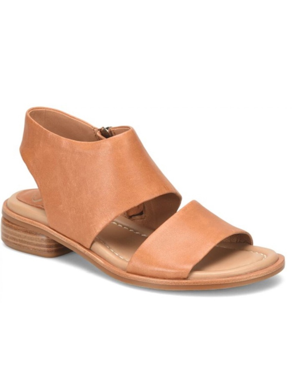 Sofft Felicity Tan Brown Sandals Women's 8.5 Luggage Leather Side Zipper